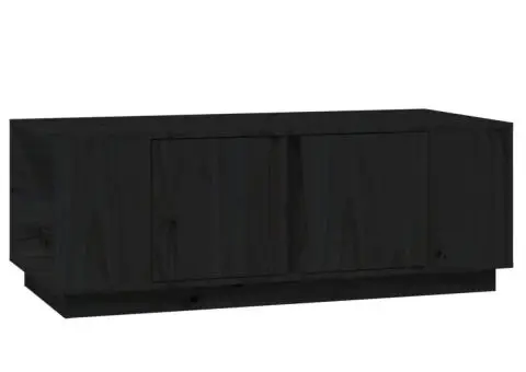 Măsuță de cafea, negru, 110x50x40 cm, lemn masiv de pin - 2/5