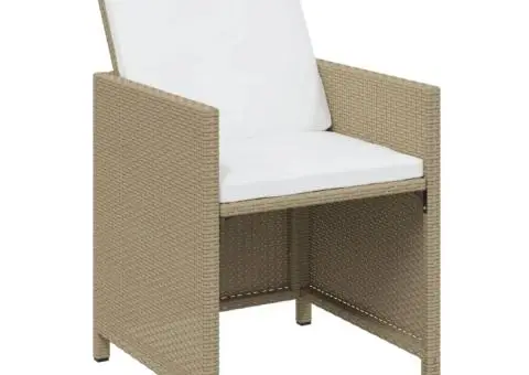Set mobilier de exterior cu perne, 15 piese, bej, poliratan - 5/5