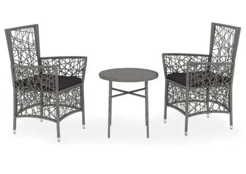 Set mobilier de grădină, 3 piese, gri, poliratan - 2/5