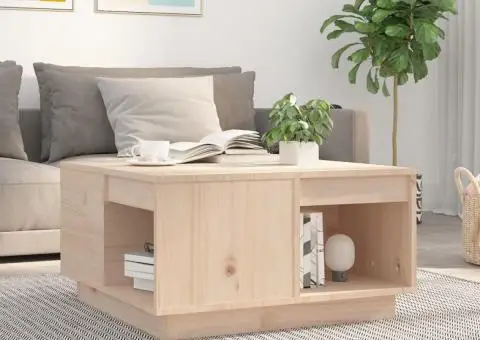 Măsuță de cafea, 60x61x32,5 cm, lemn masiv de pin - 1/5