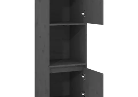 Dulap înalt, gri, 38x35x117 cm, lemn masiv de pin - 4/5