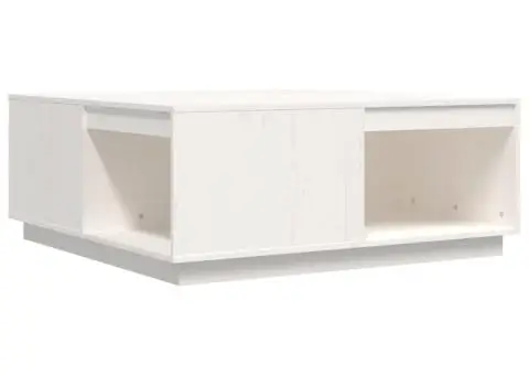 Măsuță de cafea, alb, 100x101x40,5 cm, lemn masiv de pin - 2/5