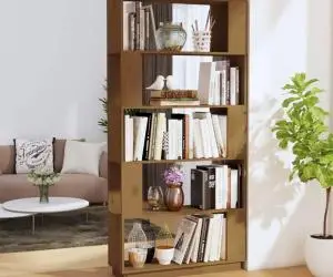 vidaXL Bibliotecă/Separator cameră maro miere, 80x25x163,5 cm lemn pin