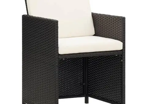 Set mobilier de exterior cu perne, 15 piese, negru, poliratan - 5/5