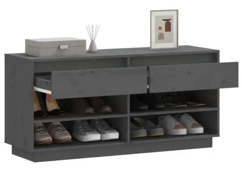 Pantofar, gri, 110x34x52 cm, lemn masiv de pin - 4/5