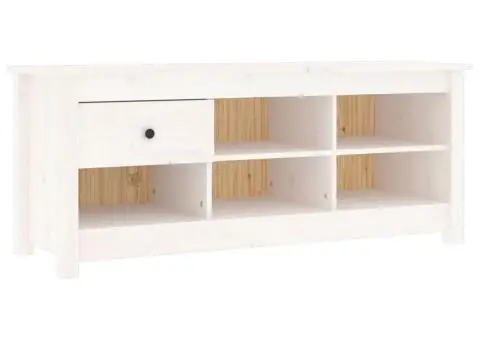 Dulap pentru pantofi, alb, 110x38x45,5 cm, lemn masiv pin - 2/5