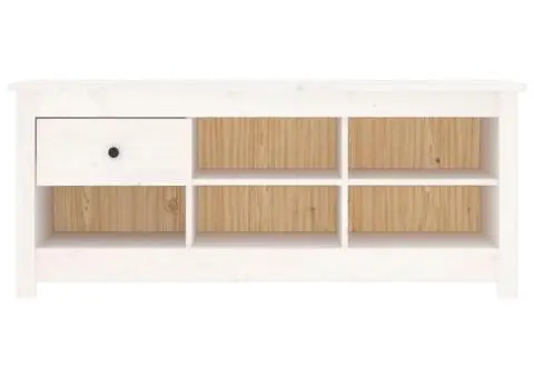 Dulap pentru pantofi, alb, 110x38x45,5 cm, lemn masiv pin - 3/5