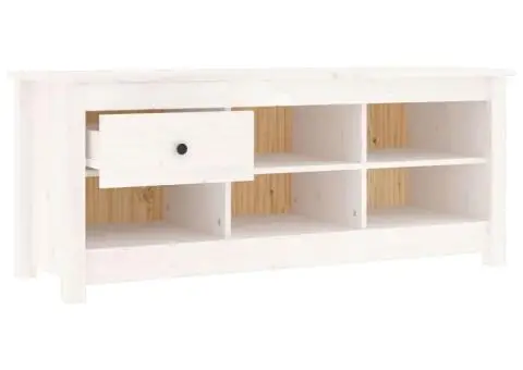 Dulap pentru pantofi, alb, 110x38x45,5 cm, lemn masiv pin - 4/5