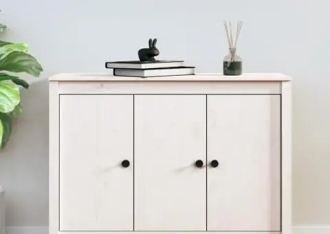 Servantă, alb, 100x35x74 cm, lemn masiv de pin - 1/5