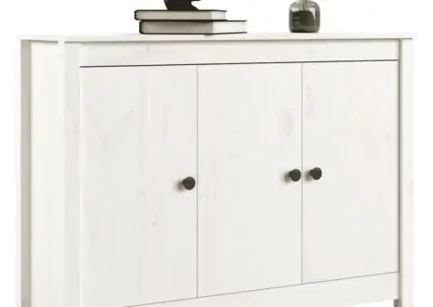 Servantă, alb, 100x35x74 cm, lemn masiv de pin - 5/5