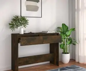 vidaXL Masă consolă, stejar afumat, 100x35x76,5 cm, PAL