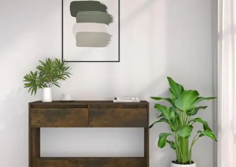 Masă consolă, stejar afumat, 100x35x76,5 cm, PAL - 4/5