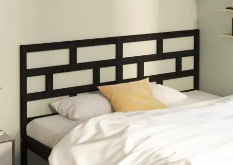 Tăblie de pat, negru, 186x4x100 cm, lemn masiv de pin - 1/5