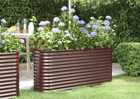 Strat înălțat grădină 152x40x68 cm oțel vopsit electrostatic - 1/5