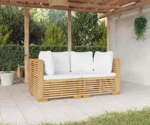 vidaXL Canapele de colt de gradina cu pernuțe 2buc., lemn masiv de tec