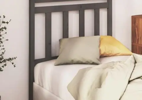 Tăblie de pat, gri, 81x4x100 cm, lemn masiv de pin - 1/5