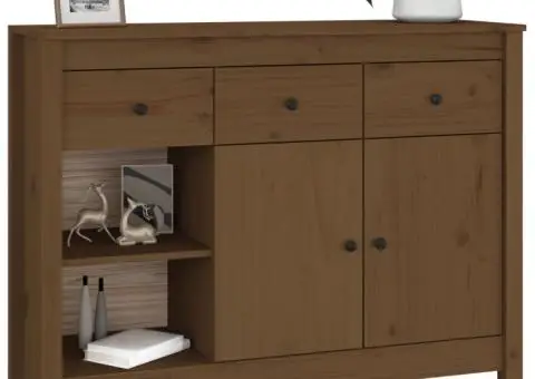 Servantă, maro miere, 100x35x74 cm, lemn masiv de pin - 4/5