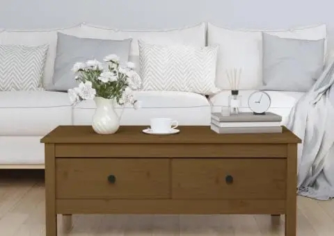 Măsuță de cafea, maro miere, 120x50x40,5 cm, lemn masiv de pin - 1/5