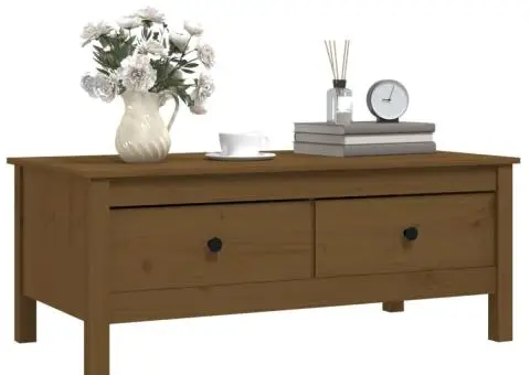 Măsuță de cafea, maro miere, 120x50x40,5 cm, lemn masiv de pin - 4/5