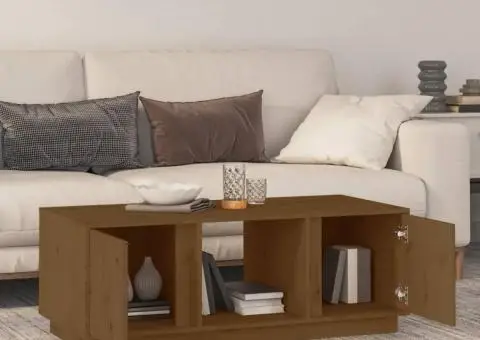 Măsuță de cafea, maro miere, 110x50x40 cm, lemn masiv de pin - 3/5