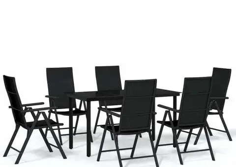 Set de servit masa pentru grădină, 7 piese, negru - 2/5