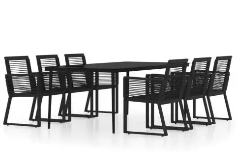 Set de mobilier pentru grădină, 7 piese, negru - 2/5