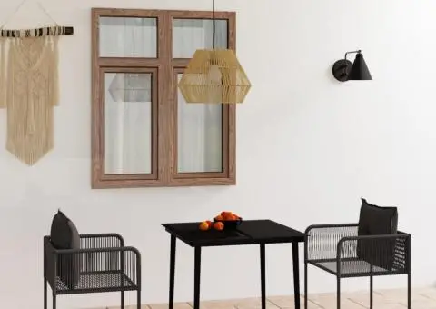 Set de mobilier pentru grădină, 3 piese, negru - 1/5
