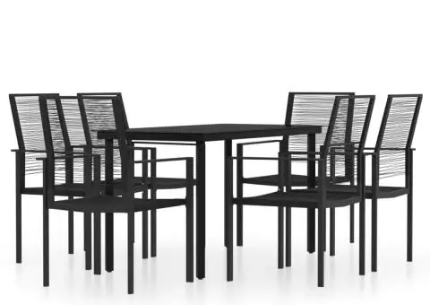 Set de servit masa pentru grădină, 7 piese, negru - 2/5