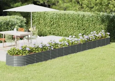 Strat înălțat grădină gri 620x80x36cm oțel vopsit electrostatic - 1/5