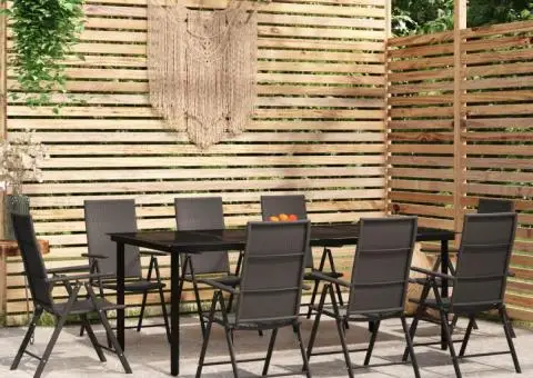 Set mobilier de grădină, 9 piese, negru - 1/5