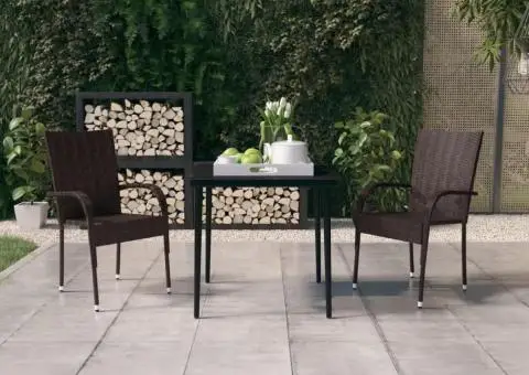 Set mobilier de grădină, 3 piese, maro și negru - 1/5