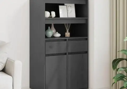 Dulap înalt, gri, 60x40x116,5 cm, lemn masiv de pin - 1/5