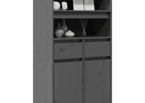 Dulap înalt, gri, 60x40x116,5 cm, lemn masiv de pin - 4/5