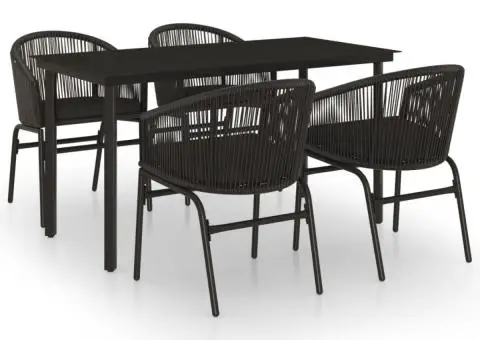 Set de servit masa pentru grădină, 5 piese, negru - 2/5