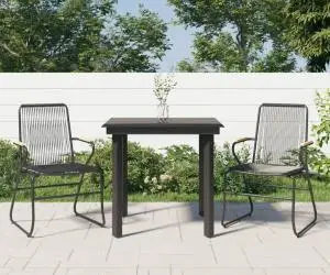vidaXL Set cu masă pentru grădină, 3 piese, negru, ratan PVC