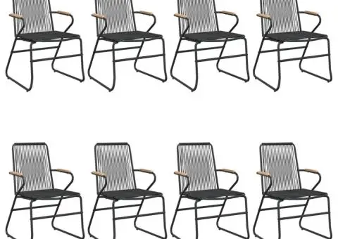 Set cu masă pentru grădină, 9 piese, negru, ratan PVC - 4/5