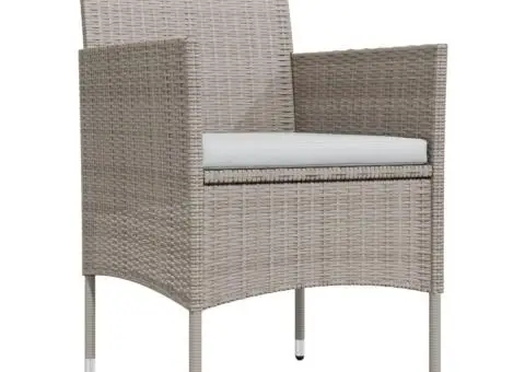 Set de masă pentru grădină, 5 piese, cu perne, bej și negru - 3/5