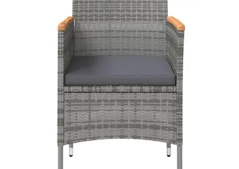 Set mobilier de grădină, cu perne, 3 piese, gri și negru - 4/5