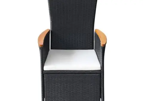 Set mobilier de grădină cu perne, 9 piese, negru - 4/5