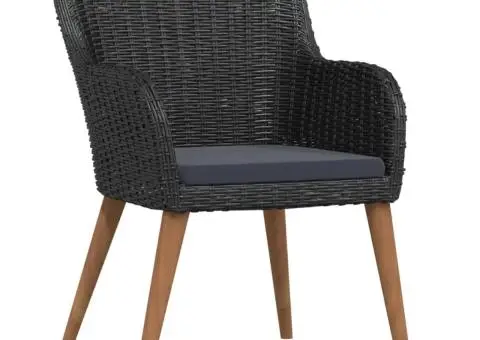 Set masă pentru grădină, 5 piese, cu perne, negru - 3/5