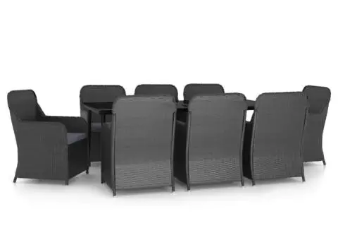 Set mobilier de grădină cu perne, 9 piese, negru - 2/5