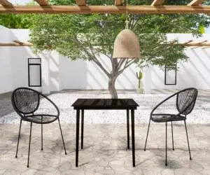 Set de mobilier pentru grădină, 3 piese, negru