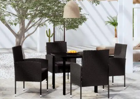 Set de servit masa pentru grădină, 5 piese, negru - 1/5