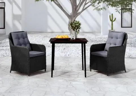 Set de mobilier pentru grădină, 3 piese, negru - 1/5