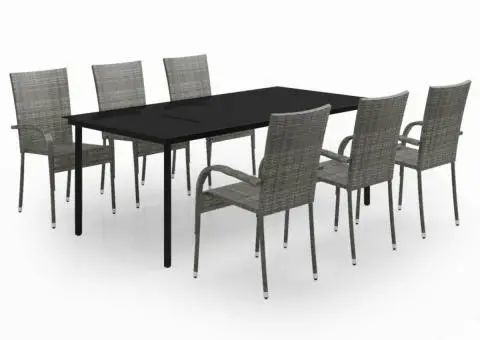 Set mobilier de grădină ,gri și negru, 7 piese - 2/5