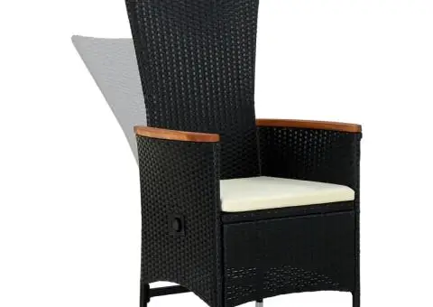 Set mobilier de grădină cu perne, 3 piese, negru - 5/5