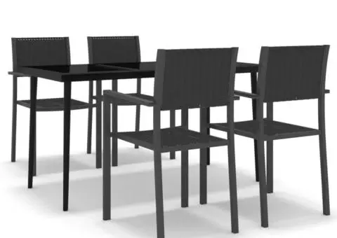 Set de servit masa pentru grădină, 5 piese, negru - 2/5