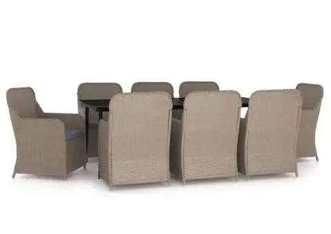 Set mobilier de grădină cu perne, 9 piese, maro - 2/5