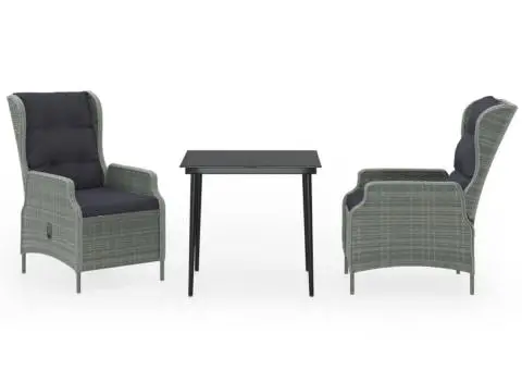 Set mobilier pentru grădină, 3 piese, gri deschis - 2/5