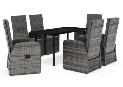 Set de mobilier pentru grădină, cu perne, 7 piese, gri - 2/5